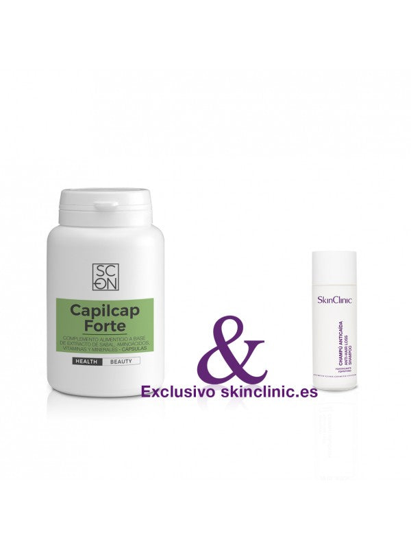 Capilcap Forte + Anti-Haarausfall-Shampoo 30 ml Nahrungsergänzungsmittel auf Basis von Sabal-Extrakt, Aminosäuren, Vitaminen und Mineralstoffen – KAPSELN